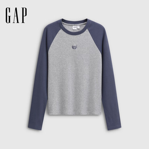 Gap Women's 2025 Autumn New Style Embroidered Logo Contrast Color Raglan Sleeve Slim Knitted Long Sleeve Top 792702