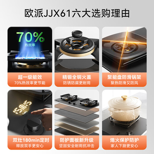 OPPEIN range hood European-style top-suction range hood nationally subsidized range hood set variable frequency motor household 25 air volume large suction flat-mounted range hood first-class energy efficiency two-piece set with 70% high-efficiency stove-JJX61