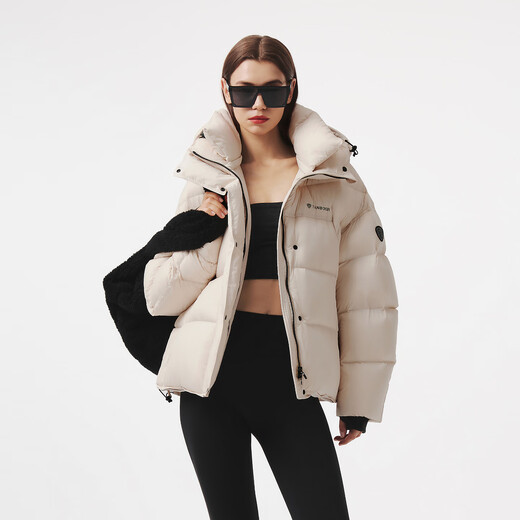 Tambor Puff Down Jacket Women's Short Hooded Silhouette Winter Warm Jacket 5530338Z Pearl Off-White 155