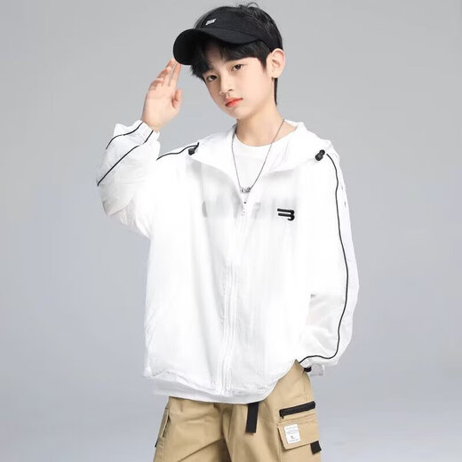 
Boys Sunscreen Jacket Summer 2025 New Breathable Thin Jacket Jacket Big Children's Summer Casual Top Gray 170