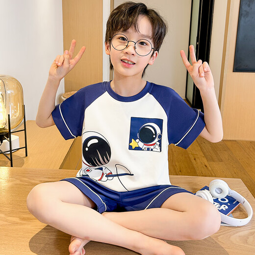何佳功叮当猫男童睡衣 夏季短袖男孩卡通儿童中大童小孩子套装家居服 KYM短套6627恐龙 170 10码 建议身高110-120CM