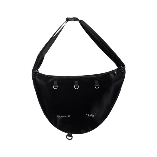 TERRAINCOGNITA [Eclipse Shelter] Theme printed metal texture streamer PU leather two-back commuter crossbody bag black