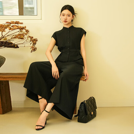 Eahchanie [Offset] Yichen 2025 Sommer Neue Hoch-T-Hose-Hosen mit hoher Drahtstil Einfache Pendelhosen für Frauen, die blaue M /160 versteckt