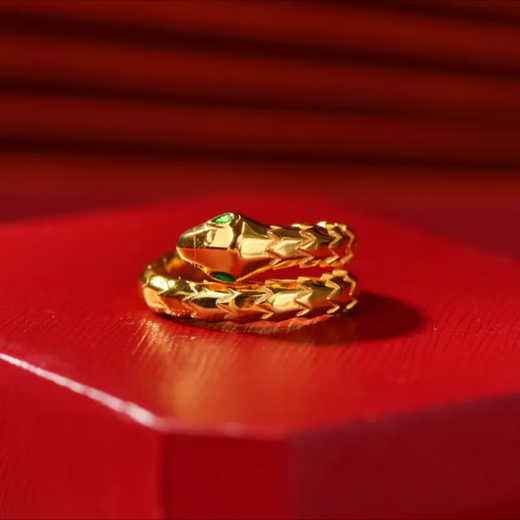 CAOX New Spirit Snake Silver Ring Female Zodiac Zodiac Snake Gold Ring Yellow Snake Ring for Girlfriend Spirit Snake Ring Opening Adjustable