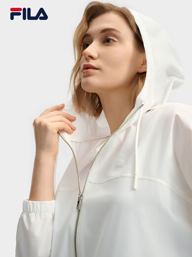 
FILA Women's woven jacket 2025 summer new fashion casual simple loose hooded top Yunbai-WT XS 155/76A/XS