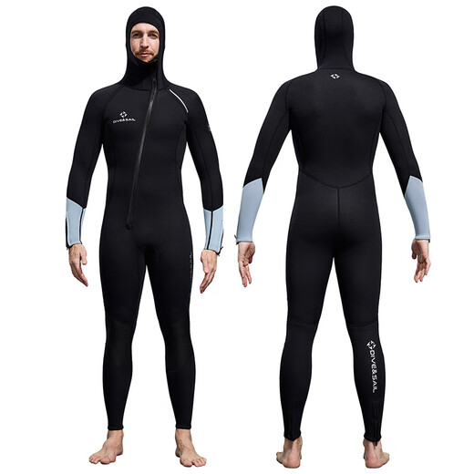 VVIR EER3mm hooded wetsuit high elastic CR men's long-sleeved warm one-piece sun protection waterproof snorkeling surfing cold wet suit 3mm 253 men's front opening moonlight blue warm and cold protection L 3mm