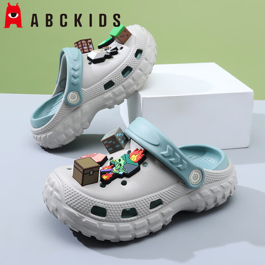 ABC KIDS boys' clogs minecraft beach shoes non-slip bathroom baby slippers children's soft bottom lightweight sandals gray minecraft 35-36 inner length 22cm/foot length 21-21.7cm