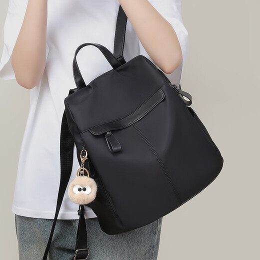 Ehangy bag women's backpack 2025 new commuter travel canvas large capacity schoolbag Valentine's Day gift for girlfriend black (gift box packaging/written greeting card)