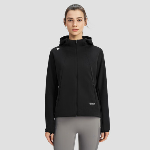 迪桑特（DESCENTE）WOMENSRUNNING系列AERODRY舒适运动连帽长袖夹克外套女款 BK-BLACK S
