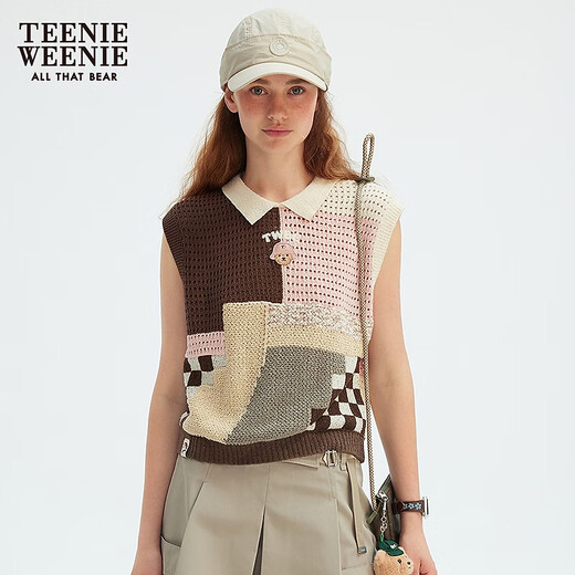 Teenie Weenie小熊女装毛衣2025秋季新款时髦新颖清爽舒适针织背心 粉色 S