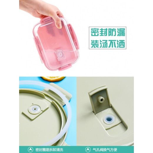 Chu Wanjia Borosilicate Glass Lunch Box Juego de recipiente de frescura con tapa Caja de bento de vidrio resistente al calor para el horno de microondas Set Nordic Green Round 1050+Ronda 650+Ronda 450ml