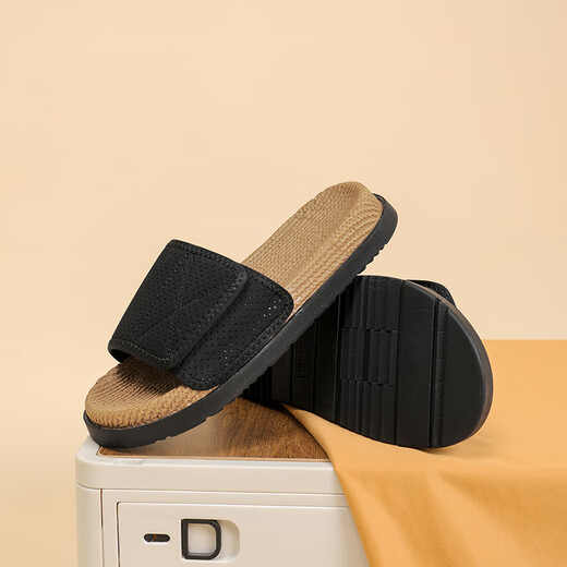 Walker Shop Men's Slippers 2025 Summer New Outdoor Casual Fashion Slippers Personalized Trendy Versatile Men's Slippers Black 40 (Leather Shoe Size)