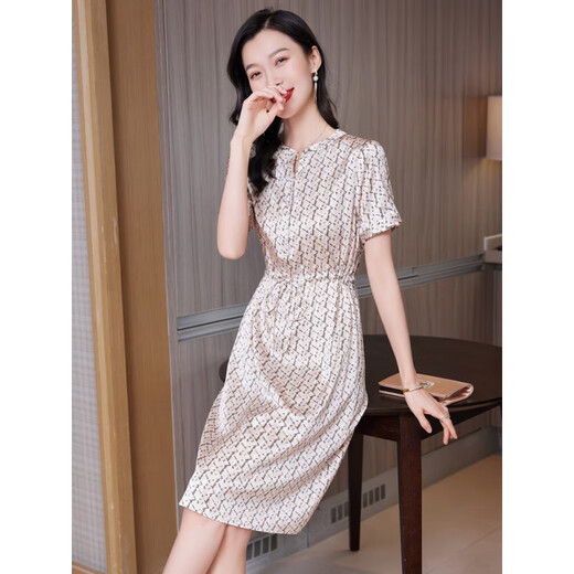 
SUSTYLE luxury high-end brand women's silk dress for women 2025 summer new style fashionable slim and fashionable mulberry silk skirt blue L