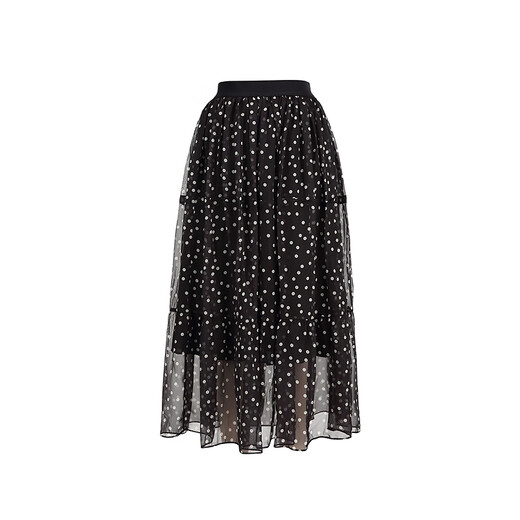 AUM Easy Suit 2025 Spring New Chiffon Printed Polka Dot Shirt Black Skirt Black Skirt S