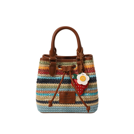 Nanfeng Chio2nd Rainbow Candy Candy Bucket Bag Сумка женская сумка 2025 Новая плетена