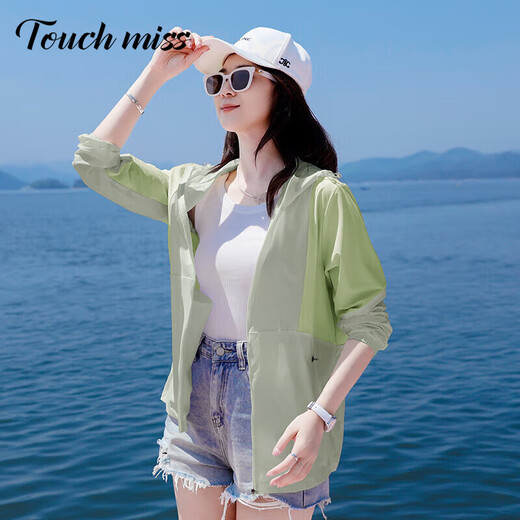 法贝莎高端慵懒风防晒衣女2025夏季新款透气纯色简约休闲长袖连帽外套 白粉色 L