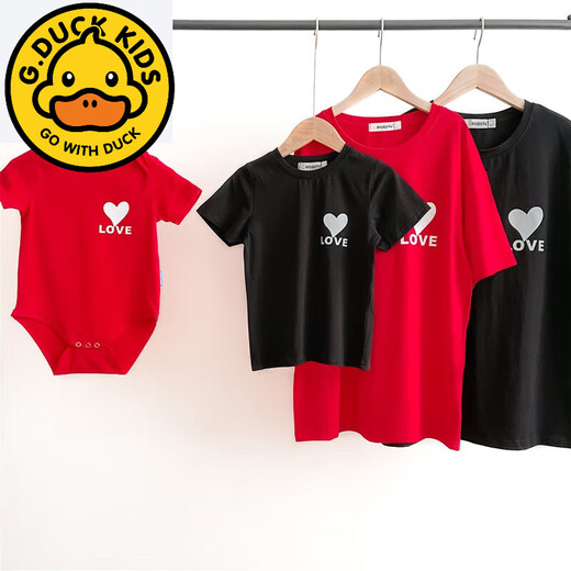 G.duck2026 Korean style loving parent-child outfit for a family of three or four baby cotton short-sleeved T-shirt family outfit photo shoot white 66 rompers 10-14Jin Jin is equal to 0.5kg