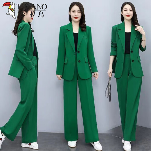 Woodpecker single/suit 2025 new spring socialite small fragrant suit professional royal sister wide-leg pants two-piece suit women summer black jacket + pants + white vest light and thin M