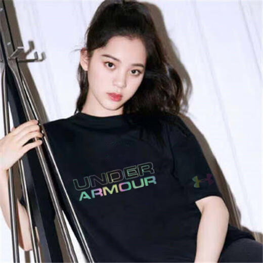 Under Armour UA new sports summer solid color ins round neck T-shirt short-sleeved men and women half-sleeved casual loose fashionable breathable Korean version 11980T-shirt white 5XL