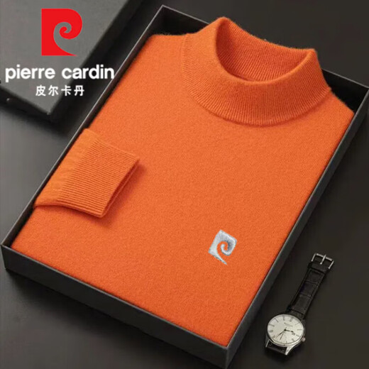 Pierre cardin high-end sweater long-sleeved T-shirt for men half turtleneck autumn and winter new knitted casual warm base shirt top for men black [round neck] 12182 M 170 [recommended 120-140Jin [Jin equals about 0.5 kg]]