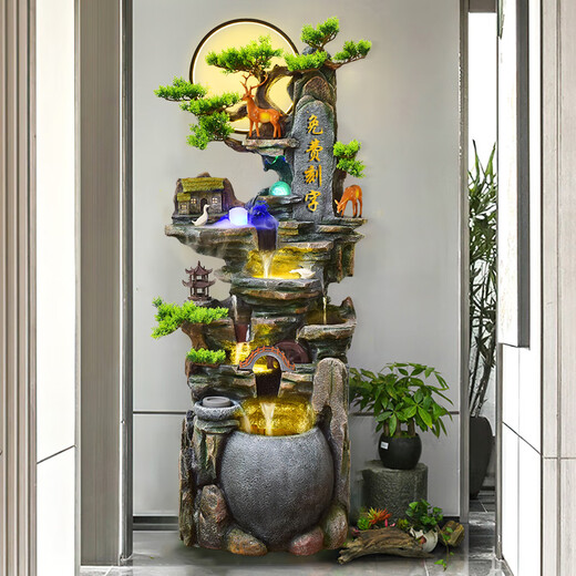 Pangdonglai Qualität großflächiger Bodenstockstockfließung Wasserbrunnen Ornamente Wohnzimmer Cash Feng Shui Rad Luftfeuchter Gaoshanxu 9902s klein 70 cm