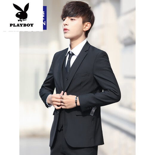 Playboy (PLAYBOY) Teenage High School Students 18 Years Old Adult Dress Suit College Style Student Formal Suit Suit Men's Jacket New Black 2-button Suit Top S 165 Recommendation 90-105Jin Jin is equal to 0.5 kg