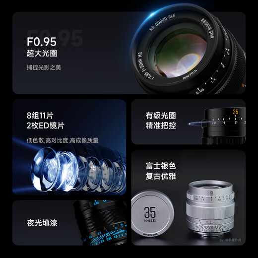 Xingyao Optical Brightin Star 35mm F0.95 Portrait Large Aperture Night God Portrait Half Frame Lens Xingyao 35f0.95 Luminous Edition Black Package One Standard + UV Lens + Cleaning Kit Nikon Z Mount (Z50/Z5/Z6/Z7, etc.)
