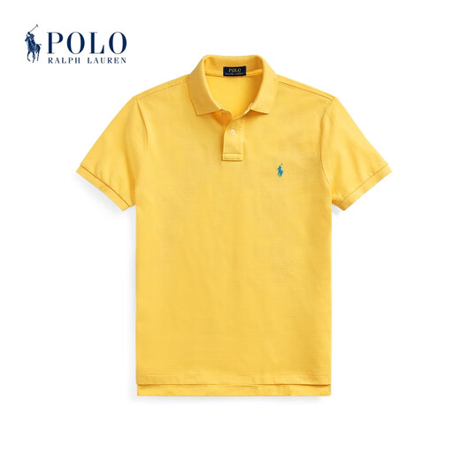 拉夫劳伦（Ralph lauren）男女同款 经典修身网格短袖网球衫RL12222 700-黄色 XS