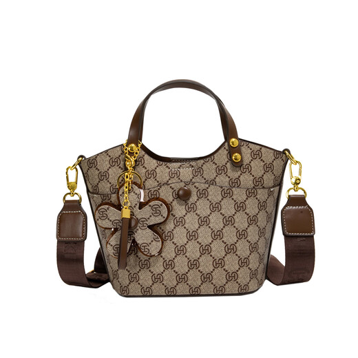 Soft leather hand-held bucket bag for women 2025 spring and summer new light luxury niche women's fashionable versatile one-shoulder crossbody bag gray