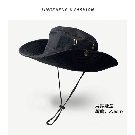 西部大檐遮阳帽卷边骑士帽时尚毛毡礼帽民族风藏族 牛仔帽-深灰色