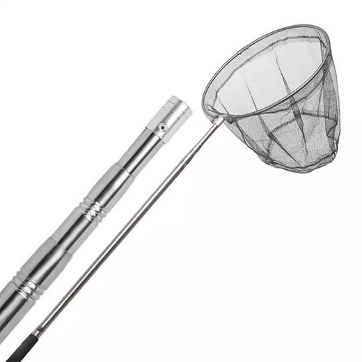 Stainless steel copy net complete set thickened telescopic rod net pocket fish net set anti-hanging fishing net fish folding net fishing gear Reinforced yellow rod + 40 hollow circle + 4mm nano net three-section telescopic 2.5 meters