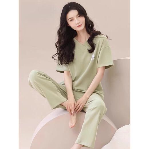 Xia Wa.zhi.Show Pyjamas für Frauen 2025 Neue Sommerpure-Baumwolle können an der Außenseite kurzärmelige Super- und Herbst-Heimbekleidungsset 679 [echtes reines Baumwoll] M (empfohlenes Gewicht 80-100) getragen werden (empfohlenes Gewicht 80-100)
