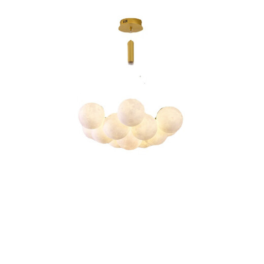 Moins convient au salon simple nordique, à un éclairage de célébrités Internet, à un restaurant de chambre à coucher crémeux, à la planète lustre, à la décoration de la maison de la maison Zhongshan 9734-golden 7-tampes balles blanches à trois couches 12cm