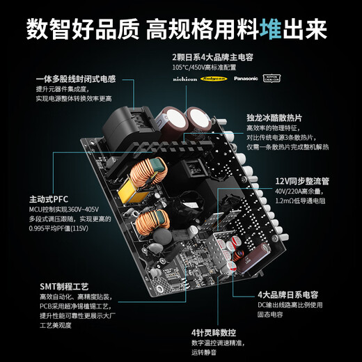 Segotep DM-750G alimentation numérique plein mode double médaille d'or (taille courte/condensateur japonais complet/ATX3+/garantie 10 ans/alimentation de jeu pour ordinateur de bureau 750 W)