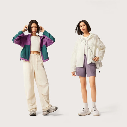 李宁运动外套女风衣健身2025夏季反光宽松休闲运动薄外套AFDVC06 晶紫色 淡奶黄 AFDVC06-1 XS