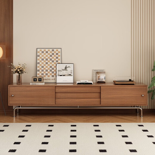 Oppein TV Cabinet Living Room 2025 New Floor Storage Storage Cabinet Integrated Medium Style Furniture Small Apartment TV Cabinet Red Cherry 80-40-1278 Five Dock Side Cabinet