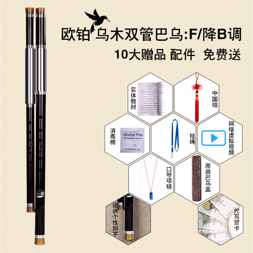 欧铂乌木横吹巴乌乐器旗舰店c调降bdfg调双管高级品牌成人专业演奏级 乌木双管F/降B调