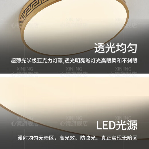 心镜全铜户外吸顶灯别墅大门口灯中式阳台玄关过道防蚊虫进门入户灯 X3891-400/圆形