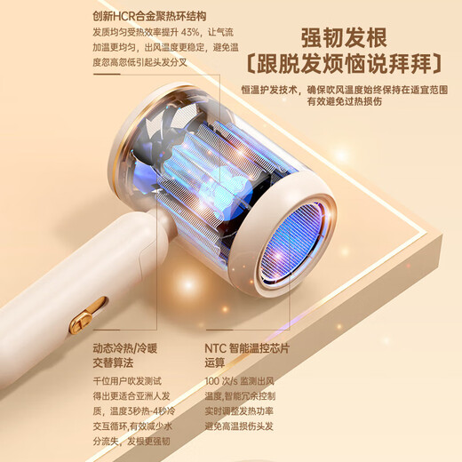 Hilda German folding hair dryer for home use high-power negative ion student dormitory silent quick-drying without damage power-generating hair dryer 4800 Supreme Edition + m top motor billion ion collagen hair care