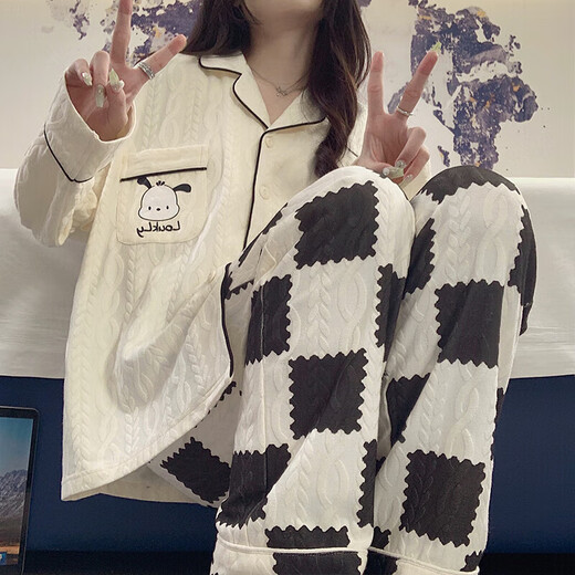
Sangpu Pajamas Women's Spring and Autumn Long Sleeve Trousers Summer 2025 New Sweet and Cute Autumn and Winter Home Suit Set 427@ M :[75-100Jin[Jin equals 0.5 kg]]