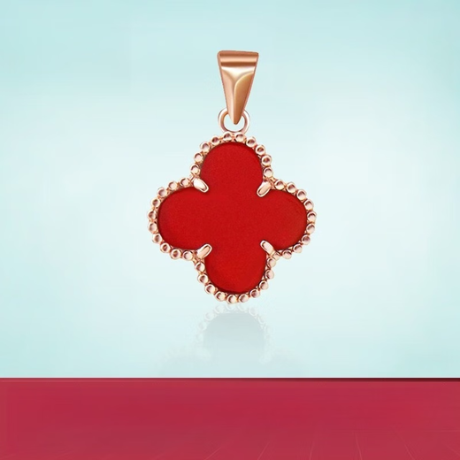 Cipu colored gold four-leaf clover pendant for women 18k gold rose gold red agate peacock blue and white mother-of-pearl necklace gift for girlfriend malachite custom-made width about 15MM (not including necklace)