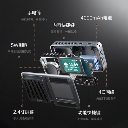 Xiaodu radio for the elderly, dedicated companion machine for the elderly, full-band high-end sound quality, multi-functional smart voice, birthday and New Year gift for the elderly, practical gift for grandparents, gift for elders, gift for elders, gray