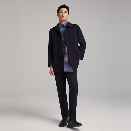 YOUNGOR Men's Coat Men's Wool Cashmere Blended Back Pants Business Coat Goose Down Liner Warm and Comfortable 2025 New Product Navy VYSY01N998FFA L 175/96A (Recommended 140-150 Jin Jin equals 0.5 kg)