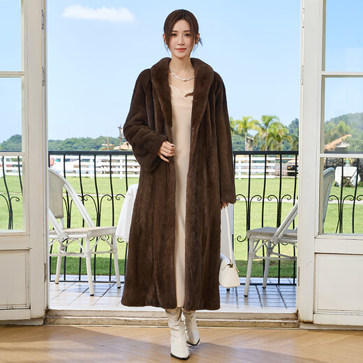 Winter Home Brand Fur 120 cm verlängert importierten Nerzmantel für Frauen ganzer Nerzgrün -Früchter -Nerzmantel -Gürtelstil braun l 120jin [Jin gleich 0,5 kg] oder weniger