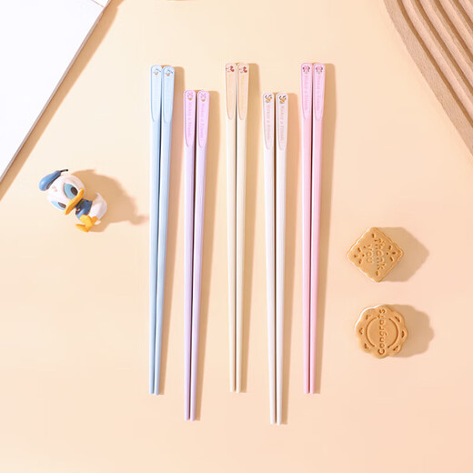 迪士尼(Disney)竖纹合金筷子高颜值健康防滑女生儿童可爱防霉抗菌 米奇竖纹合金筷子一双