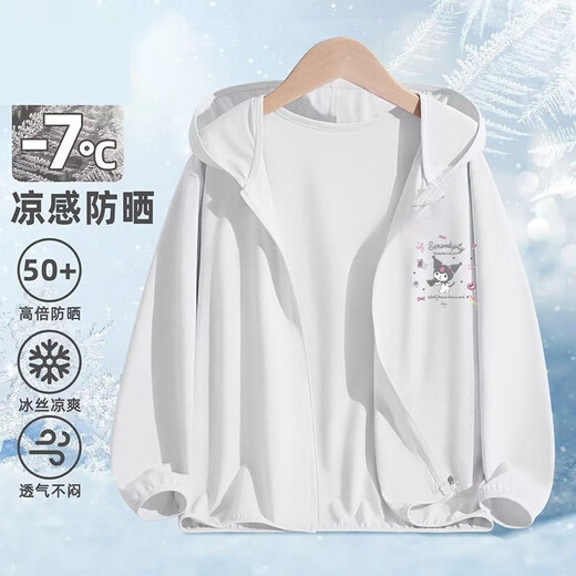 Sun protection clothing for girls summer 2025 new style Kuromi summer thin ice silk jacket children's sun protection clothing summer clothing for women printed front pink-2018 140