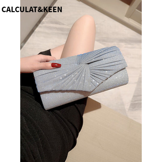 CALCULAT&KEEN2025新款手拿包信封女包欧美风时尚斜跨小包宴会手抓包包 011银色