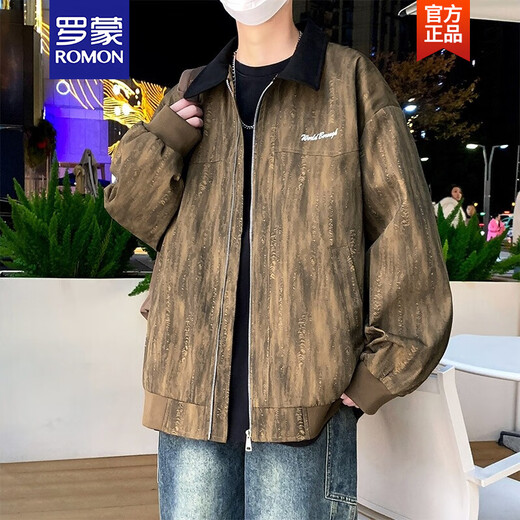 
ROMON jacket men's spring and autumn 2025 new jacket thin tops for teenagers casual workwear K15832 denim blue M