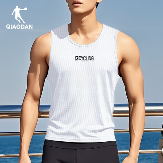 Jordan Sports Vest Men's 2025 Summer New Mesh Breathable Quick-Drying Cycling Sleeveless Top Men's Running Fitness T-Shirt Jordan White M/170