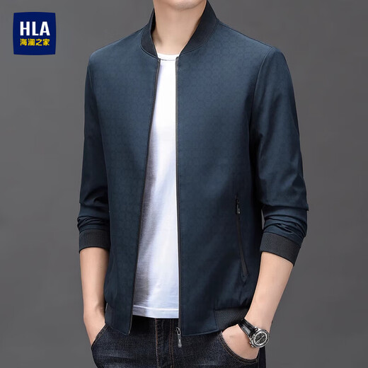 海澜之家（HLA）夹克衫春秋季2025新款格子宽松休闲商务男士外套中老年爸爸装 J9905黑色 M 170